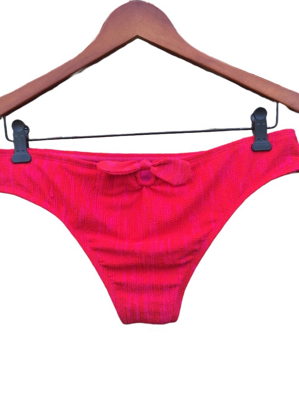 L*Space by Monica Wise Bikini Bottoms Bitsy Cut Fuchsia Pink Size Large